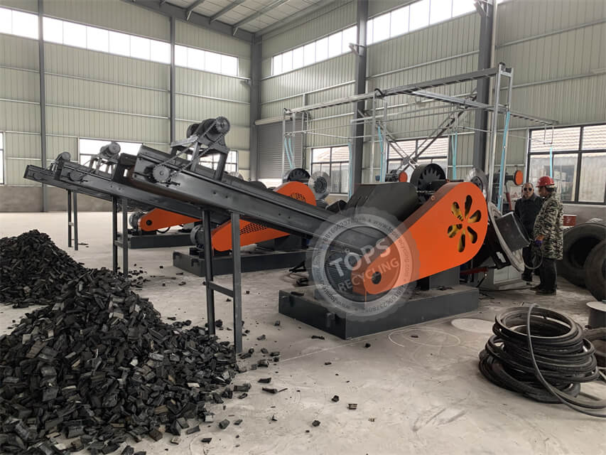 Automatic Waste Tyre To Rubber Blocks Cutting Machine